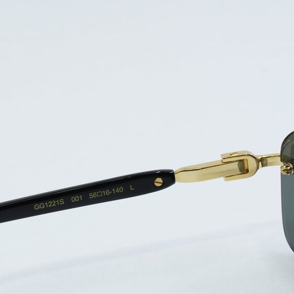 Gucci GG1221S 001 Sunglasses Gold/Black Rectangle Frame, Grey Lenses main image 5